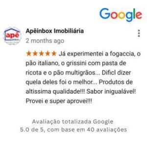 Avaliação no Google de Cliente da Padaria Artesanal Delivery Conexão Delícia